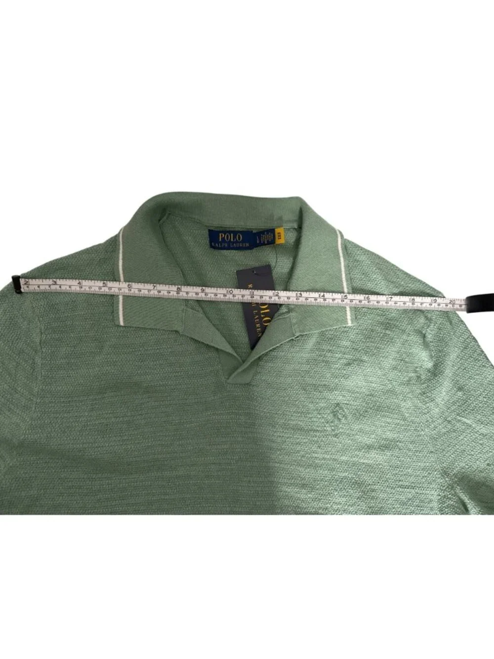 NWT Polo Ralph Lauren Cotton Linen Johnny Collar Sweater Faded Mint Size Large